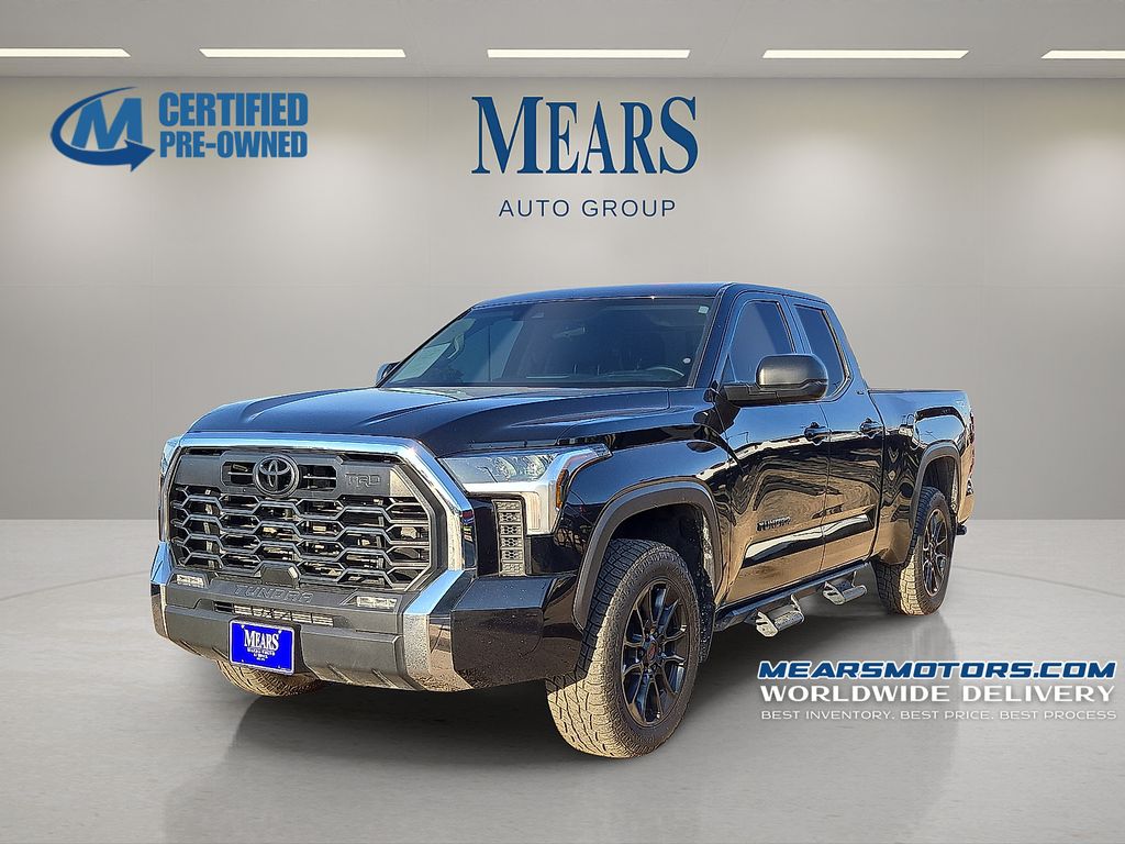 Midnight Black Metallic 2023 Toyota Tundra SR5 Double Cab 4WD Pickup Truck Four-Wheel Drive Automatic