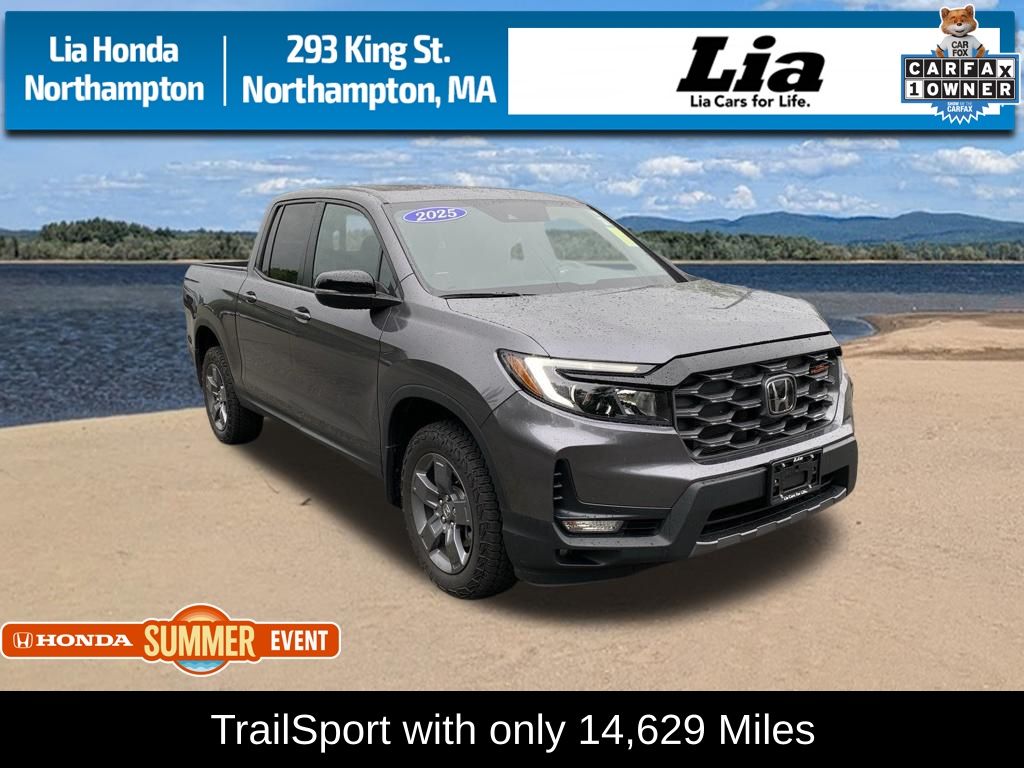Gray (Modern Steel Metallic) 2025 Honda Ridgeline Pickup Truck All-Wheel Drive 9-Speed Automatic