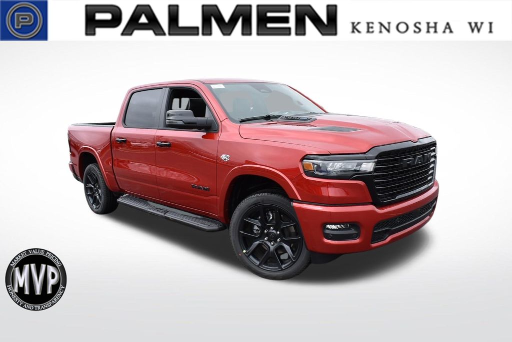 Molten Red Pearlcoat 2026 RAM 1500 Laramie Crew Cab 4WD Pickup Truck Four-Wheel Drive 8-Speed Automatic