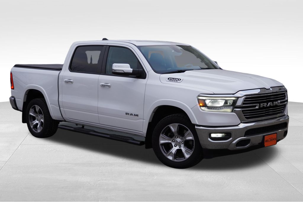 Ivory White Tri-Coat Pearlcoat 2020 RAM 1500 Laramie Crew Cab 4WD Pickup Truck Four-Wheel Drive 8-Speed Automatic