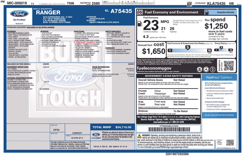 Used Car 2019 Ford Ranger  Xlt For Sale Under $25,000 In Austin, Texas