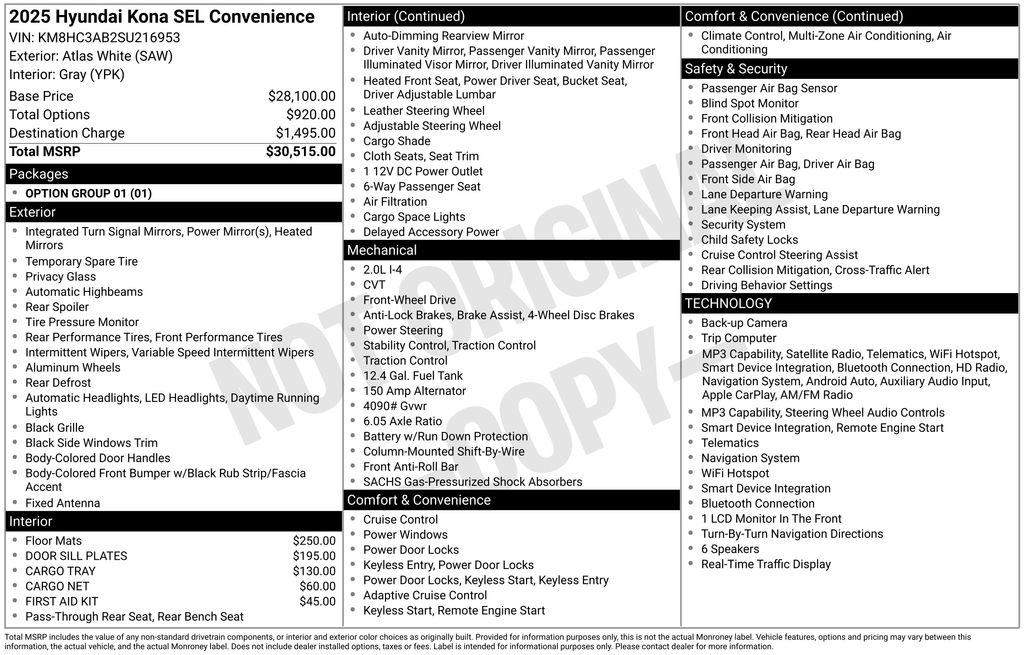 Used 2025 White Hyundai SEL Convenience image 2