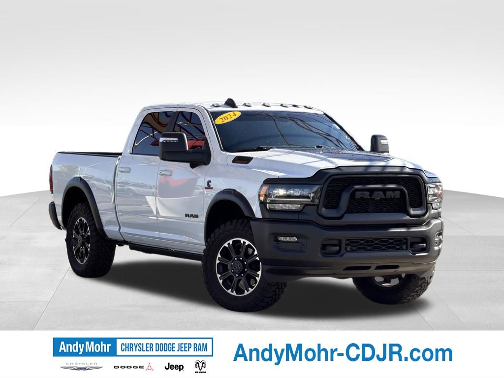 Bright White Clearcoat 2024 RAM 2500 Rebel Crew Cab 4WD Pickup Truck Four-Wheel Drive 6-Speed Automatic