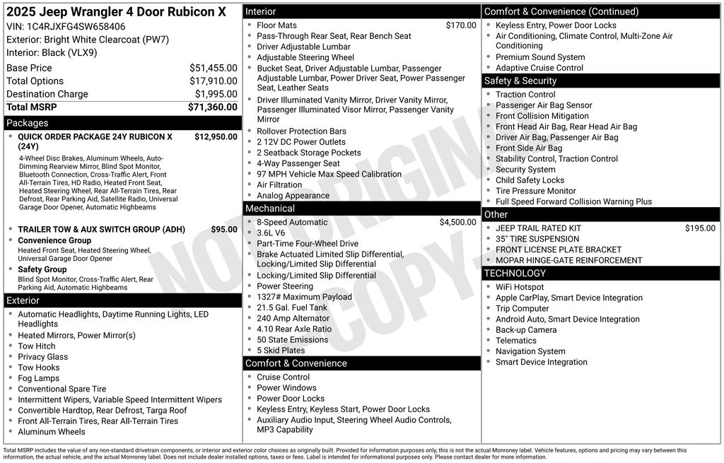 New Car 2025 Jeep Wrangler  Rubicon For Sale Under $70,000 In Austin, Texas