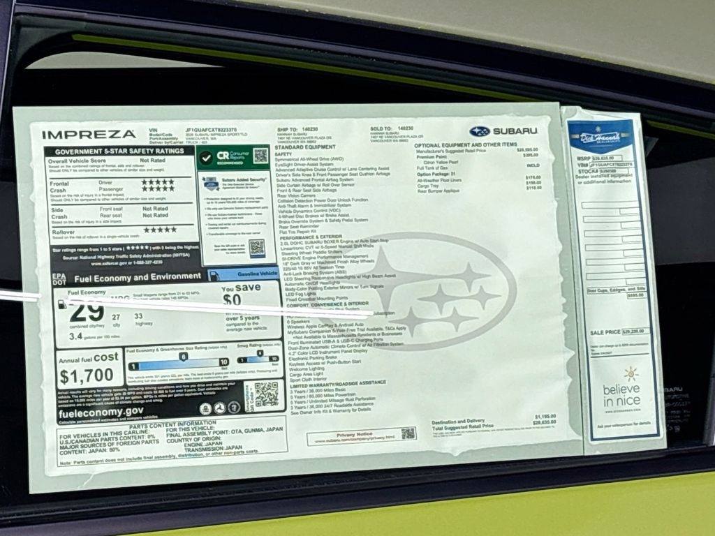 2026 Subaru Impreza Sport