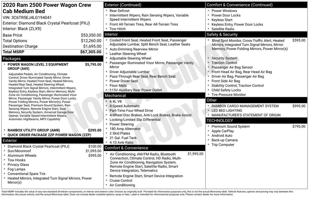 Used Car 2020 Ram 2500  Power Wagon For Sale Under $50,000 In Austin, Texas