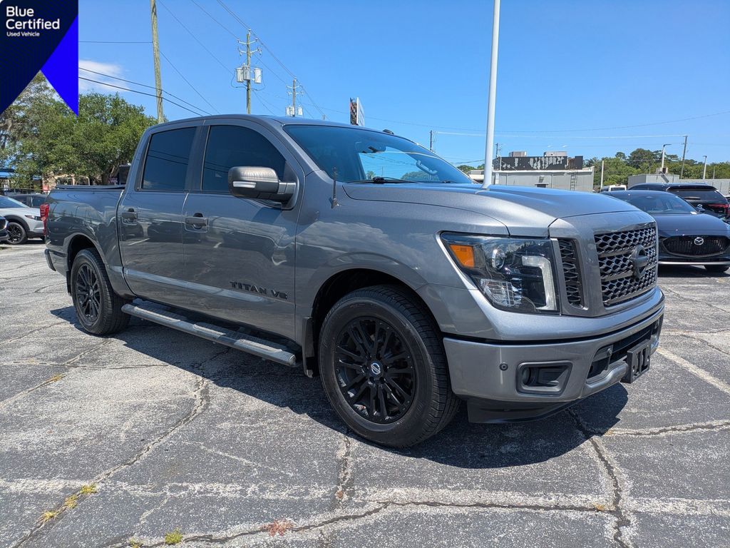 Gray (Gun Metallic) 2019 Nissan Titan SV Crew Cab RWD Pickup Truck 4X2 7-Speed Automatic