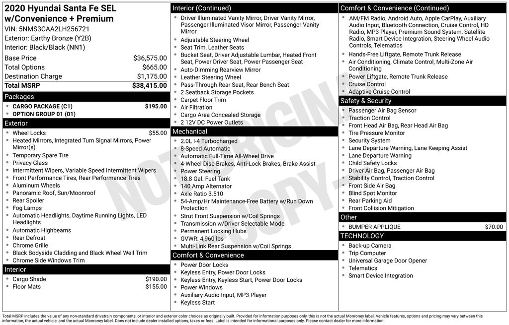 2020 Hyundai Santa Fe SEL 2.0T