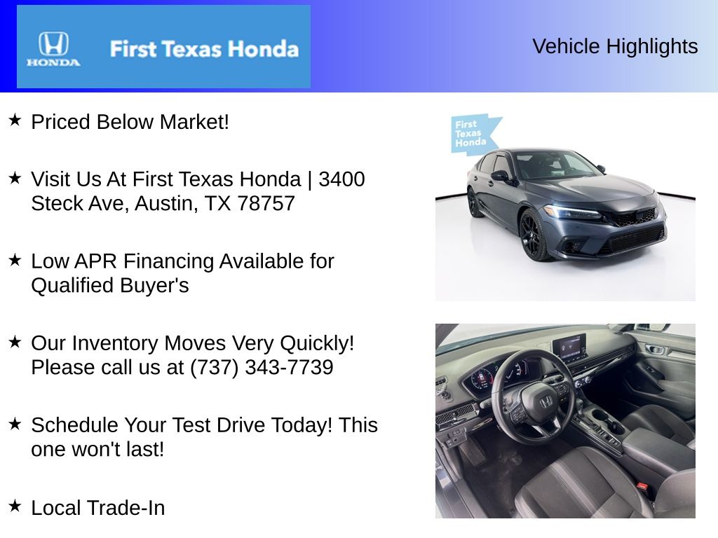 Used Car 2024 Honda Civic  Sport For Sale Under $30,000 In Austin, Texas