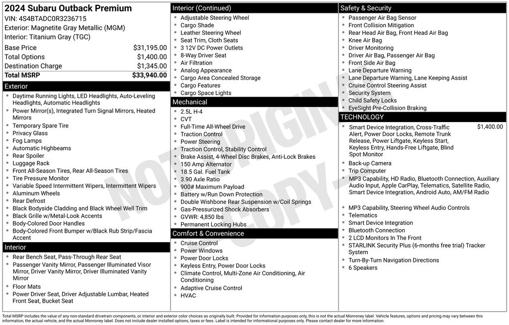 Used 2024 Gray Subaru Premium image 26