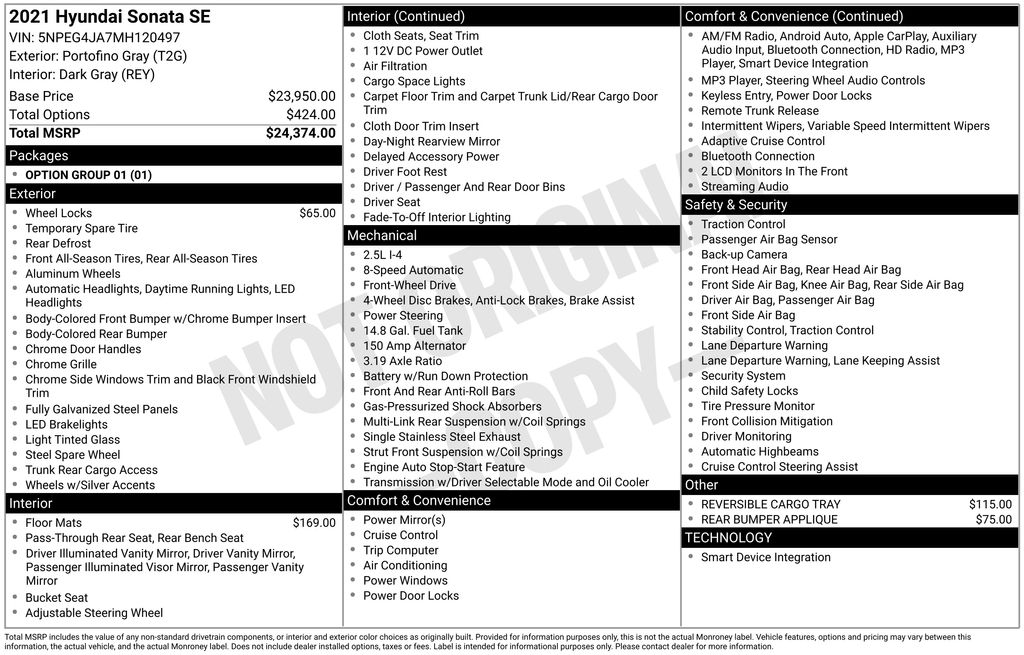 Used Car 2021 Hyundai Sonata  Se For Sale Under $15,000 In Austin, Texas