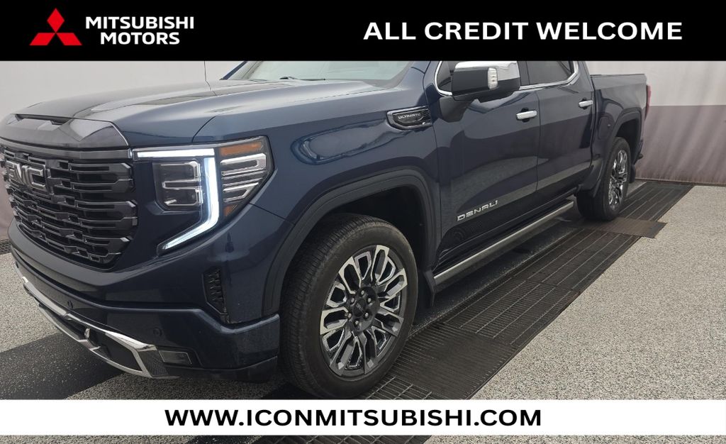 Blue 2023 GMC Sierra 1500 Denali Ultimate Crew Cab 4WD Pickup Truck Four-Wheel Drive Automatic