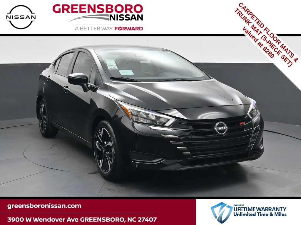 Super Black Metallic 2025 Nissan Versa Sedan Front-Wheel Drive Continuously Variable Transmission