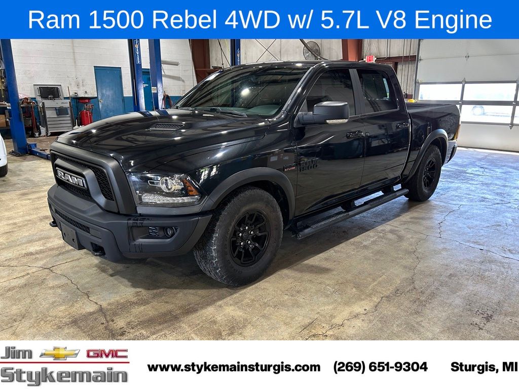 Brilliant Black Crystal Pearlcoat 2017 RAM 1500 Rebel Crew Cab 4WD Pickup Truck Four-Wheel Drive 8-Speed Automatic