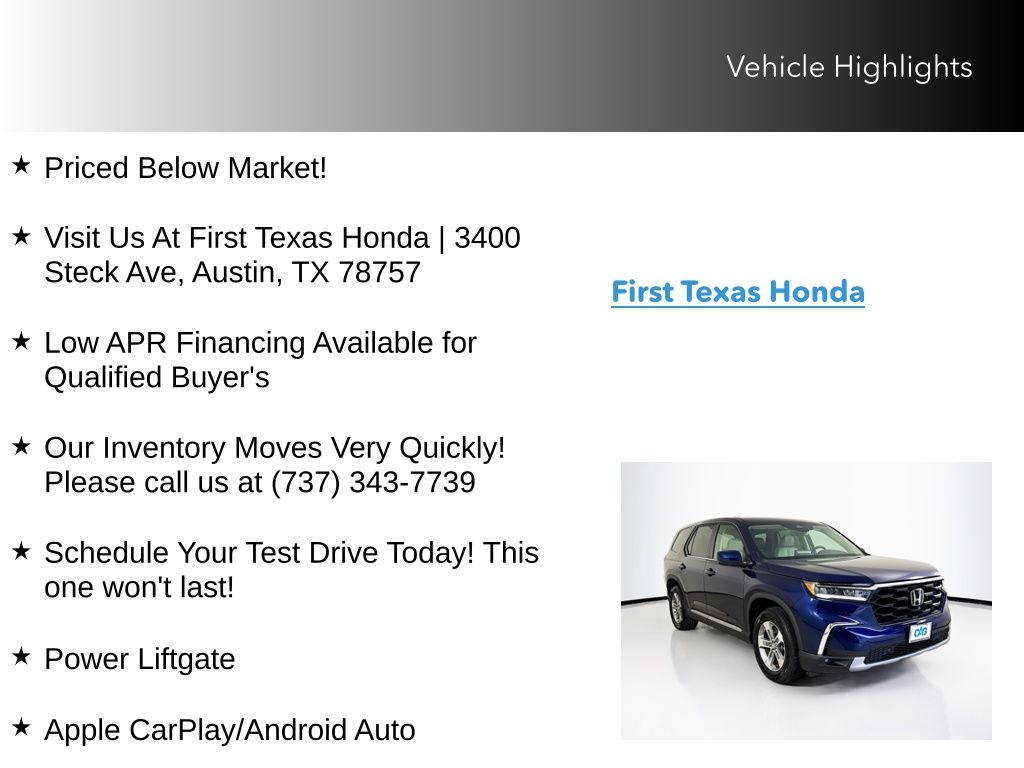 Used Car 2025 Honda Pilot  Ex-l For Sale Under $50,000 In Austin, Texas