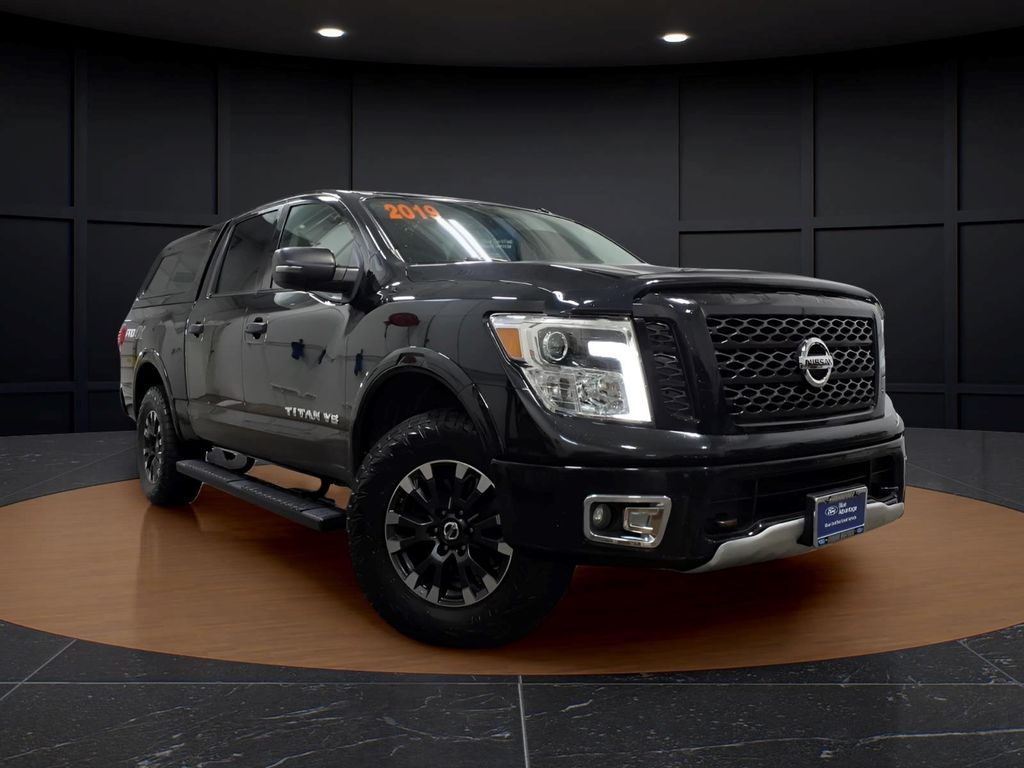 Gray (Magnetic Black Metallic) 2019 Nissan Titan Pickup Truck Four-Wheel Drive 7-Speed Automatic