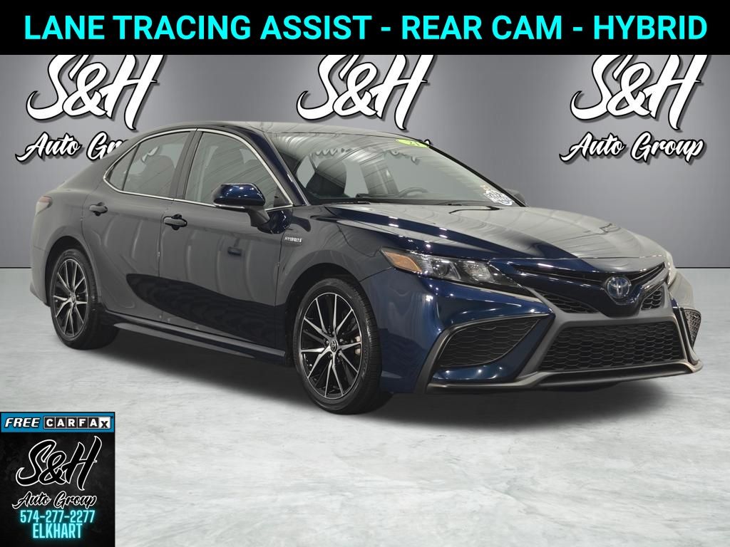 Teal (Galactic Aqua Mica) 2021 Toyota Camry Hybrid Sedan Front-Wheel Drive Continuously Variable Transmission