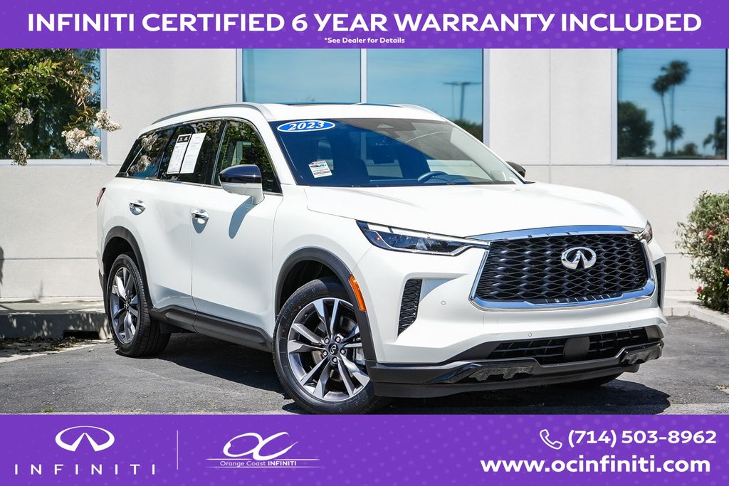 Majestic White 2023 INFINITI QX60 Luxe FWD SUV / Crossover Front-Wheel Drive 9-Speed Automatic
