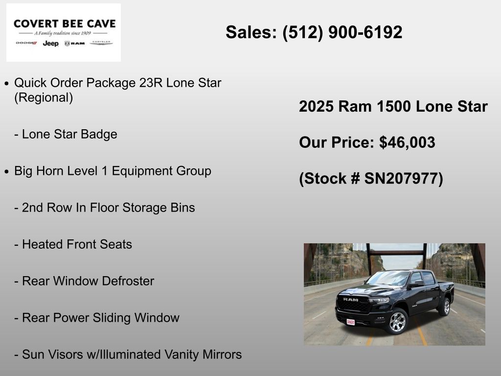 New Car 2025 Ram 1500  Big Horn/lone Star For Sale Under $50,000 In Austin, Texas