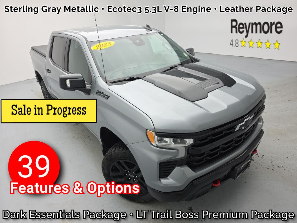 Sterling Gray Metallic 2023 Chevrolet Silverado 1500 LT Trail Boss Crew Cab 4WD Pickup Truck Four-Wheel Drive Automatic
