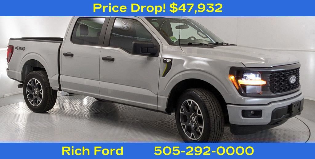 Avalanche Gray 2024 Ford F-150 STX SuperCrew 4WD Pickup Truck Four-Wheel Drive Automatic