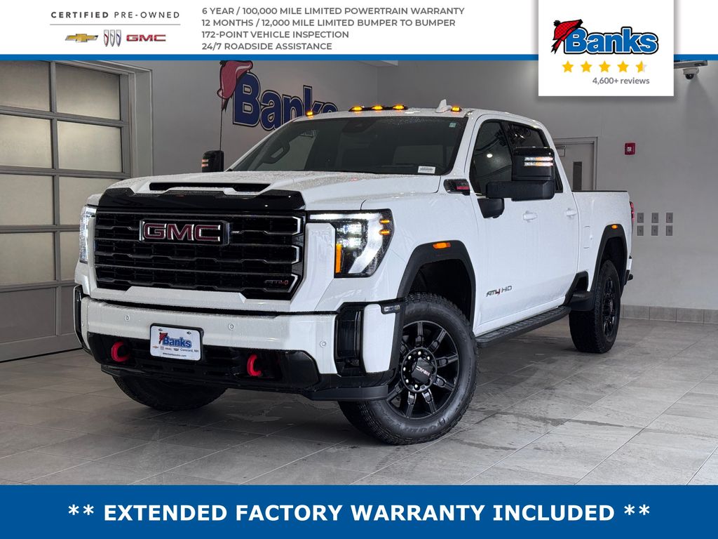 Summit White 2025 GMC Sierra 3500HD AT4 Crew Cab 4WD Pickup Truck Four-Wheel Drive Automatic