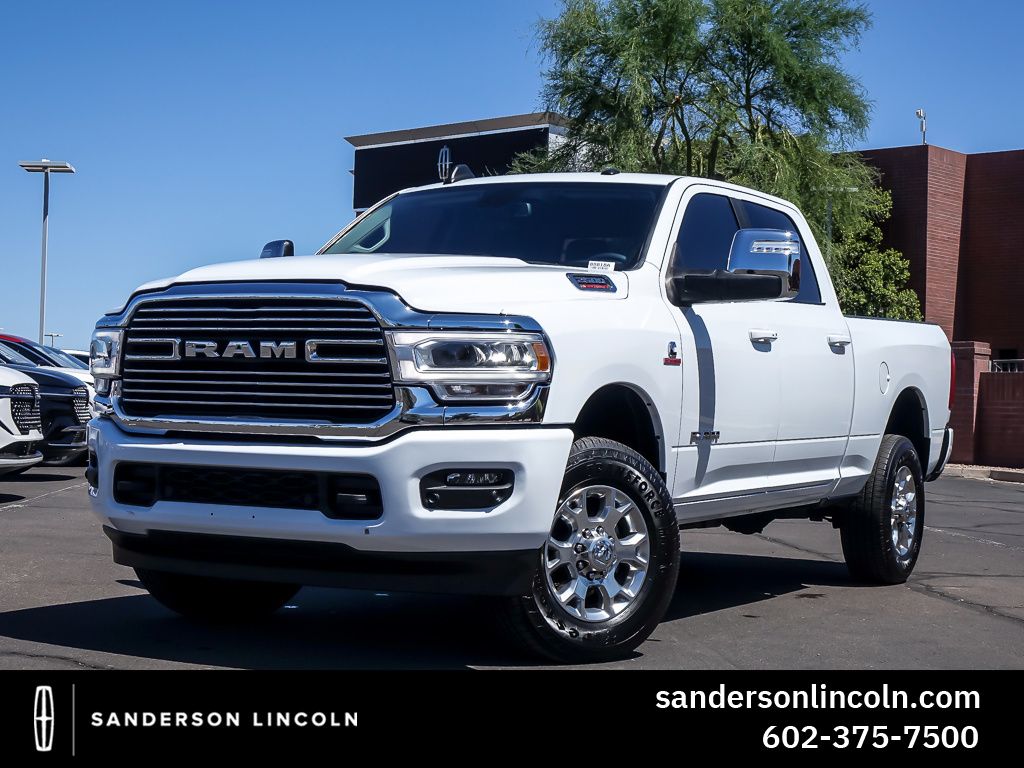 Bright White Clearcoat 2024 RAM 2500 Laramie Crew Cab 4WD Pickup Truck Four-Wheel Drive 6-Speed Automatic