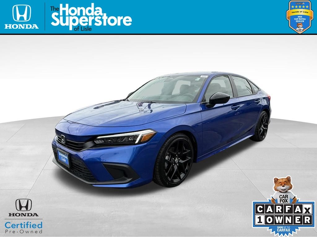 Aegean Blue Metallic 2023 Honda Civic Sedan Front-Wheel Drive Continuously Variable Transmission