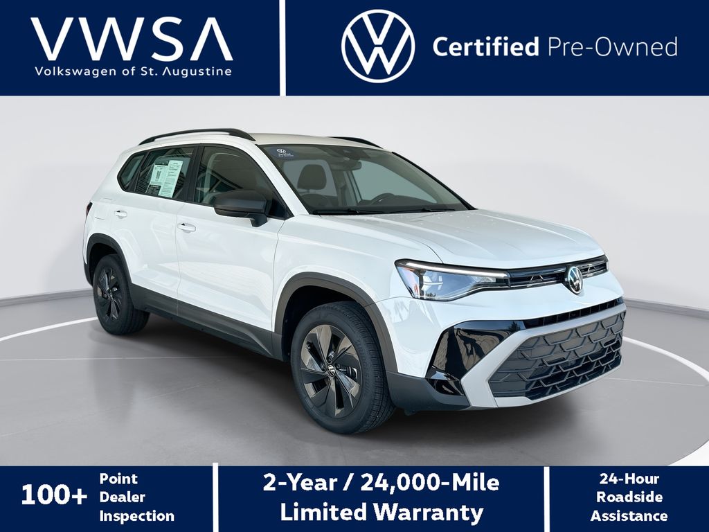 Pure White 2025 Volkswagen Taos SUV / Crossover Front-Wheel Drive 8-Speed Automatic