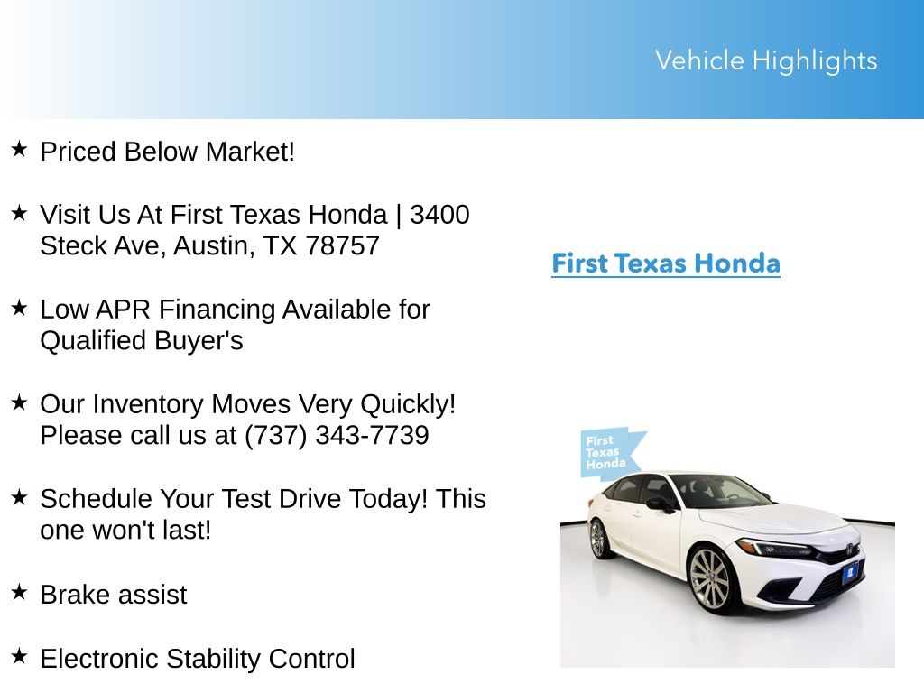Used Car 2023 Honda Civic  Sport For Sale Under $25,000 In Austin, Texas