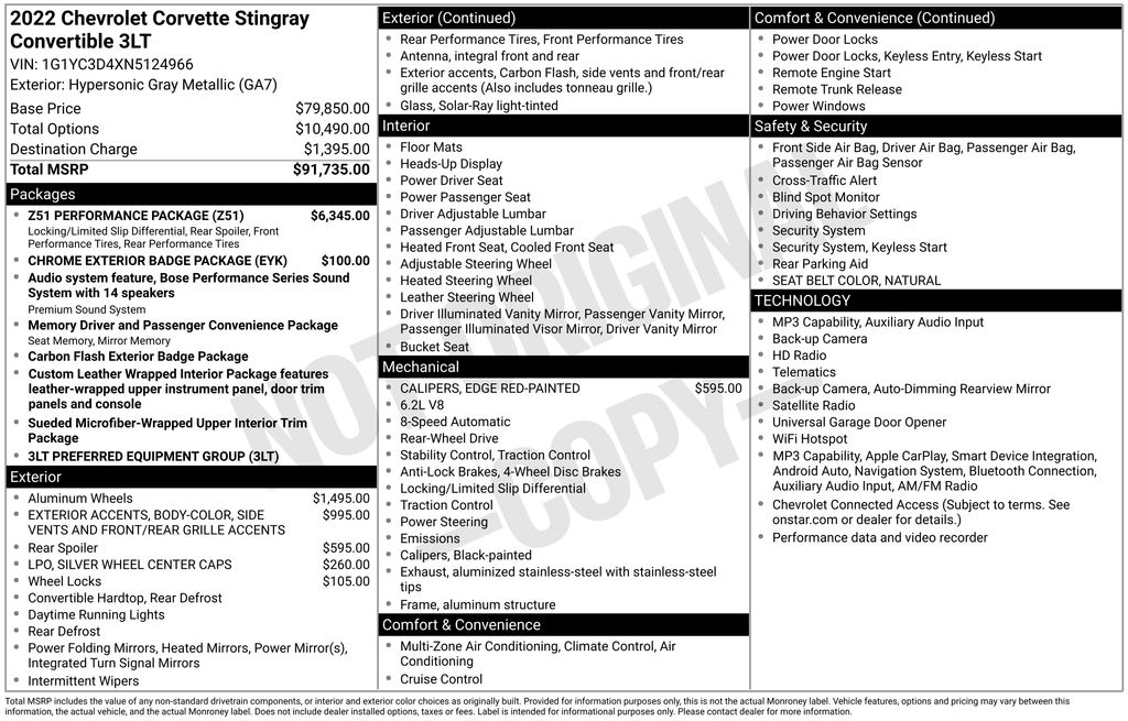 Certified Used 2022 Gray Chevrolet Stingray image 7