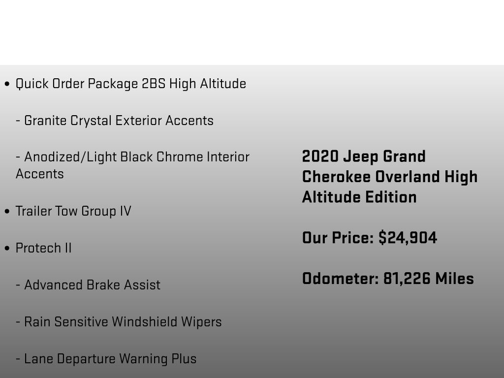 2020 Jeep Grand Cherokee High Altitude White at South Hills CDJR