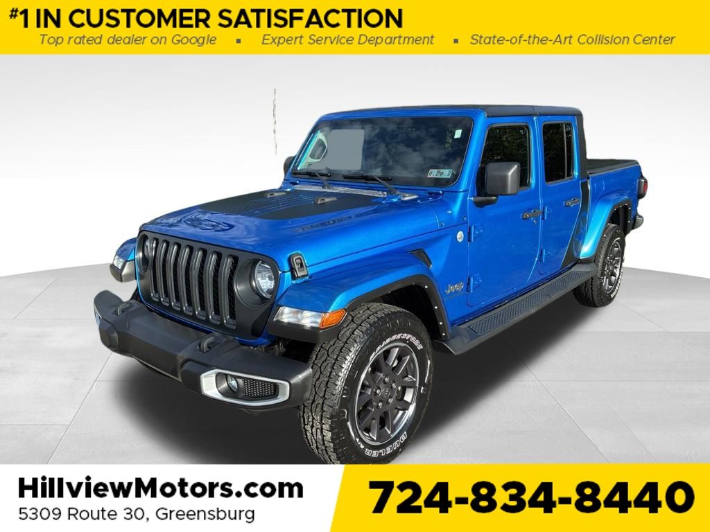 Hydro Blue Pearlcoat 2021 Jeep Gladiator Pickup Truck Four-Wheel Drive 6-Speed Manual
