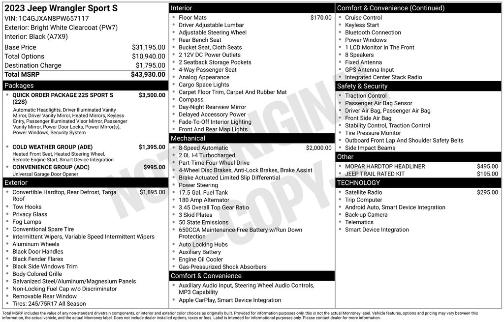 2023 Jeep Wrangler 2-Door Sport S 4x4