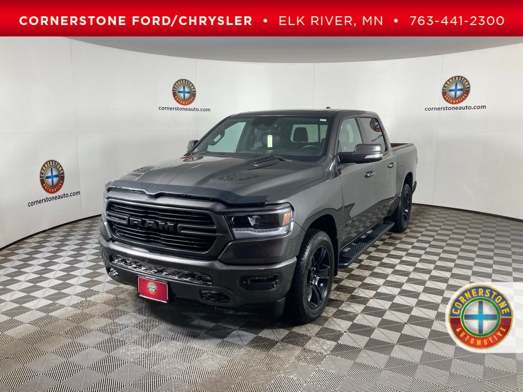 Gray (Granite Crystal Metallic Clearcoat) 2021 RAM 1500 Sport Crew Cab 4WD Pickup Truck Four-Wheel Drive 8-Speed Automatic