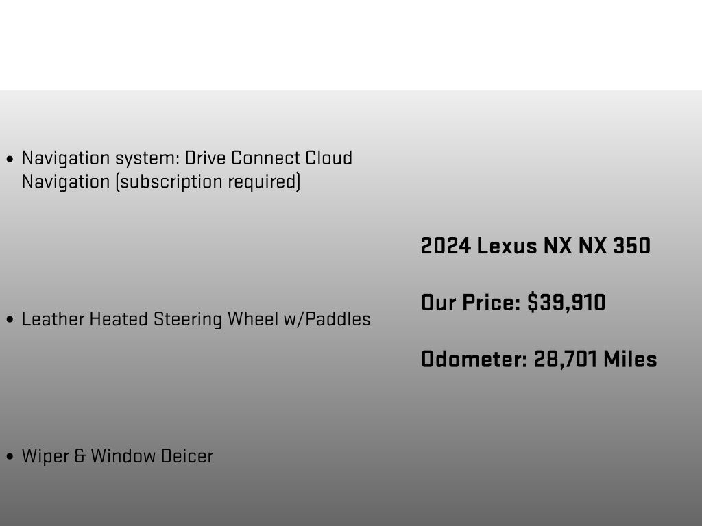 2024 Lexus NX 350 Base White at John Sisson Motors