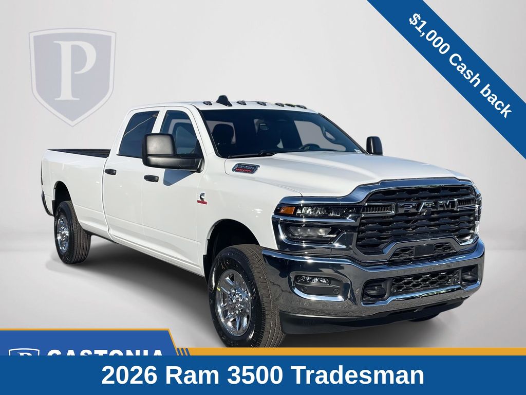 Bright White Clearcoat 2026 RAM 3500 Tradesman Crew Cab LB 4WD Pickup Truck Four-Wheel Drive 8-Speed Automatic