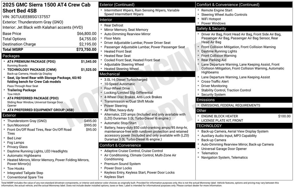 Used Car 2025 Gmc Sierra 1500  At4 For Sale Under $60,000 In Taylor, Texas