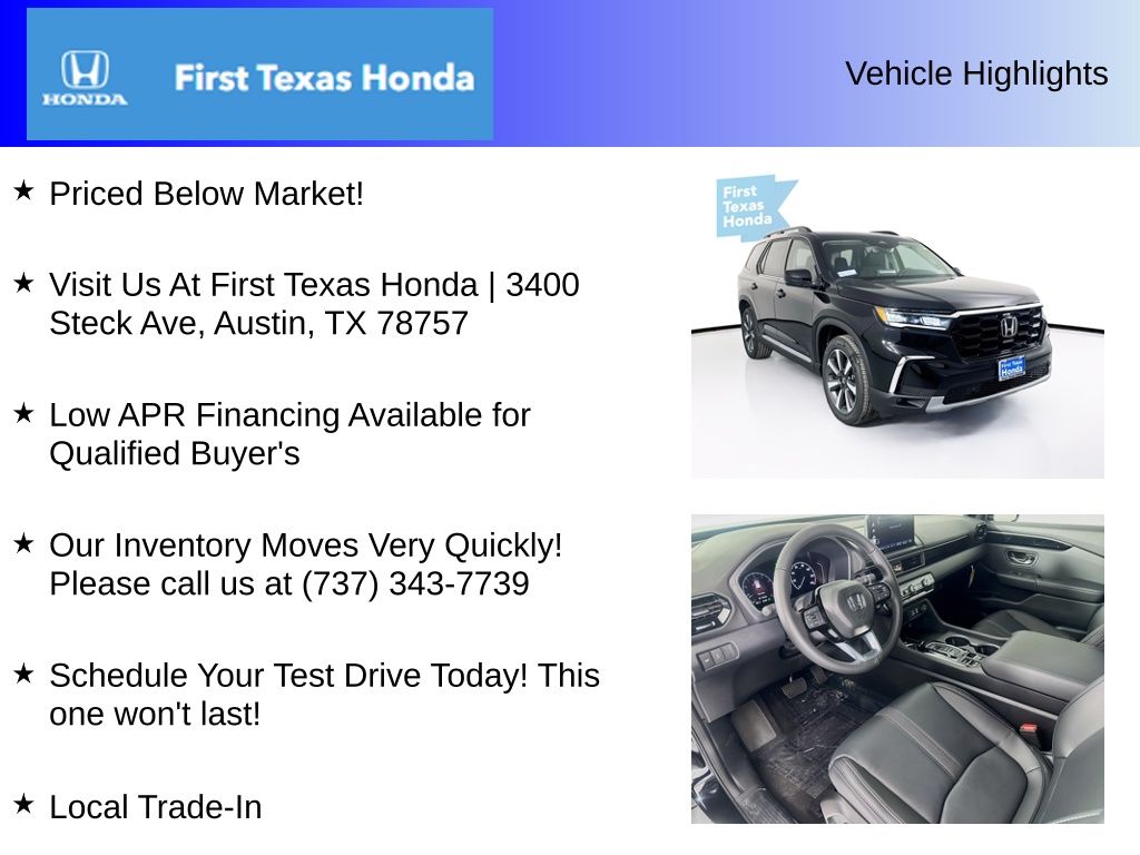 New Car 2025 Honda Pilot  Touring For Sale Under $50,000 In Austin, Texas