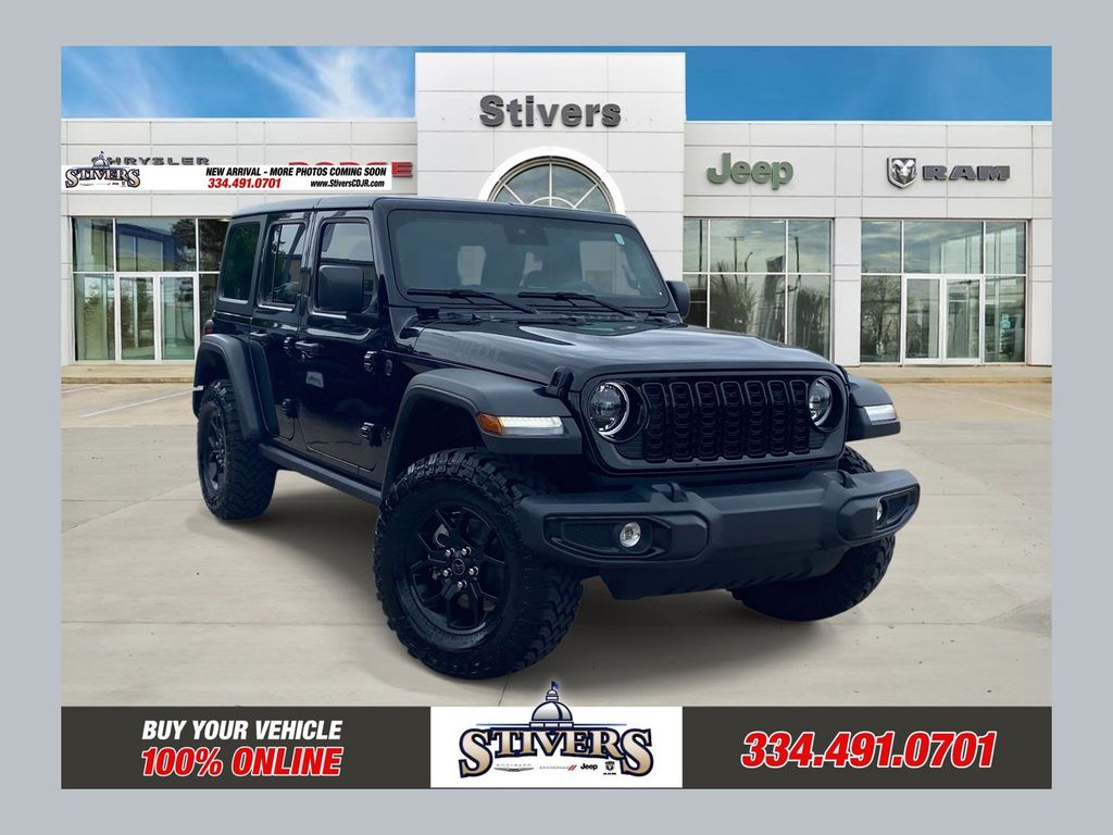 Black Clearcoat 2025 Jeep Wrangler Willys 4-Door 4WD SUV / Crossover Four-Wheel Drive 8-Speed Automatic