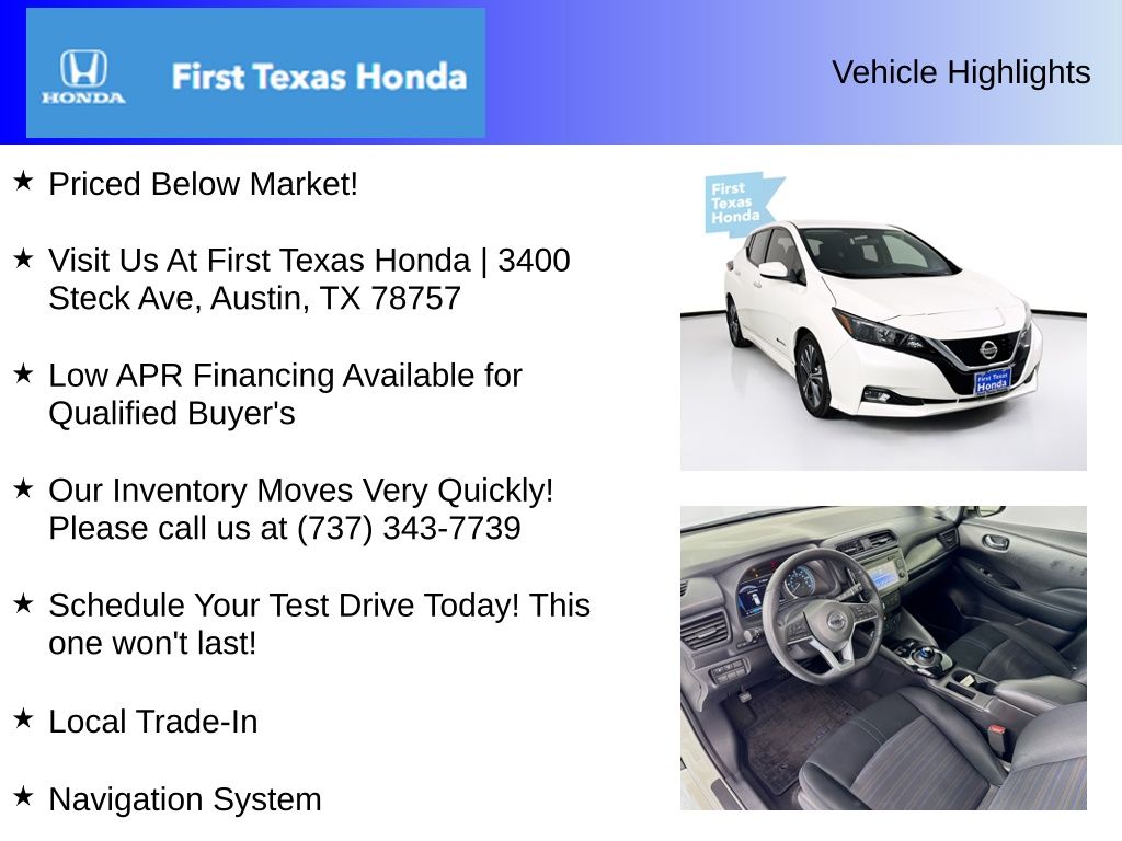 Used Car 2019 Nissan Leaf  Sv For Sale Under $12,000 In Austin, Texas