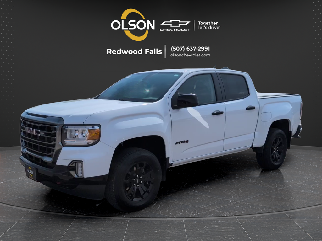 Summit White 2022 GMC Canyon AT4 Crew Cab 4WD with Leather Pickup Truck Four-Wheel Drive 8-Speed Automatic
