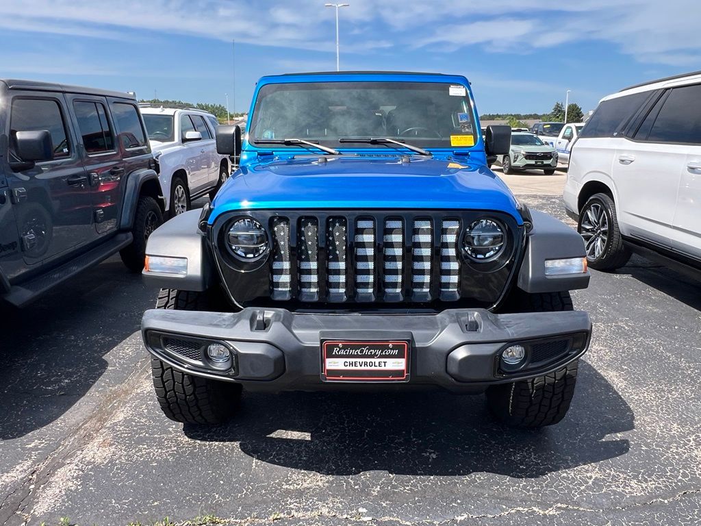 Used 2021 Hydro Blue Pearl Coat Jeep Unlimited Willys image 2