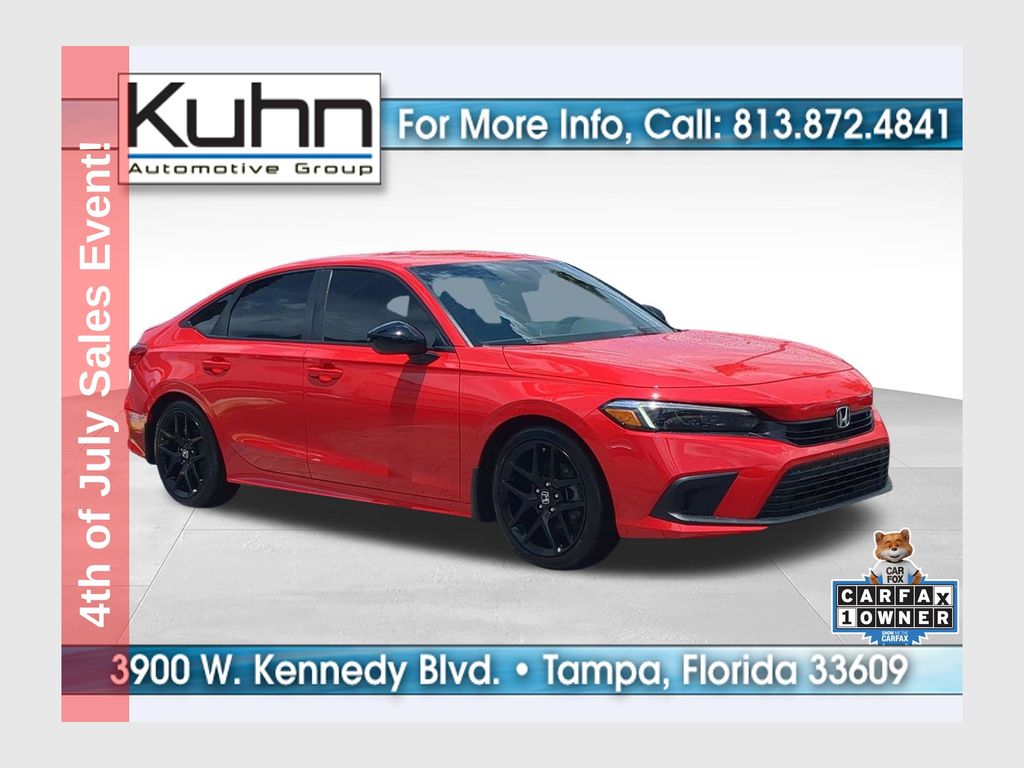 Rallye Red 2022 Honda Civic Sedan Front-Wheel Drive Continuously Variable Transmission