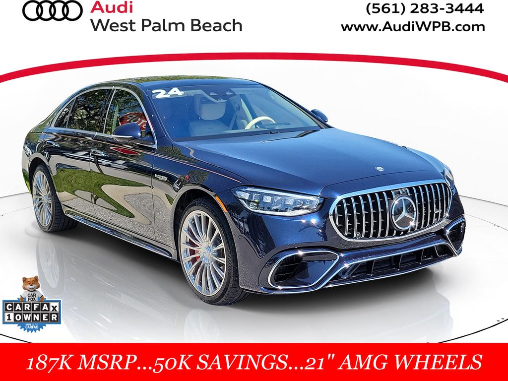 Nautical Blue Metallic 2024 Mercedes-Benz S-Class AMG S 63 E Performance 4MATIC Sedan All-Wheel Drive 9-Speed Automatic