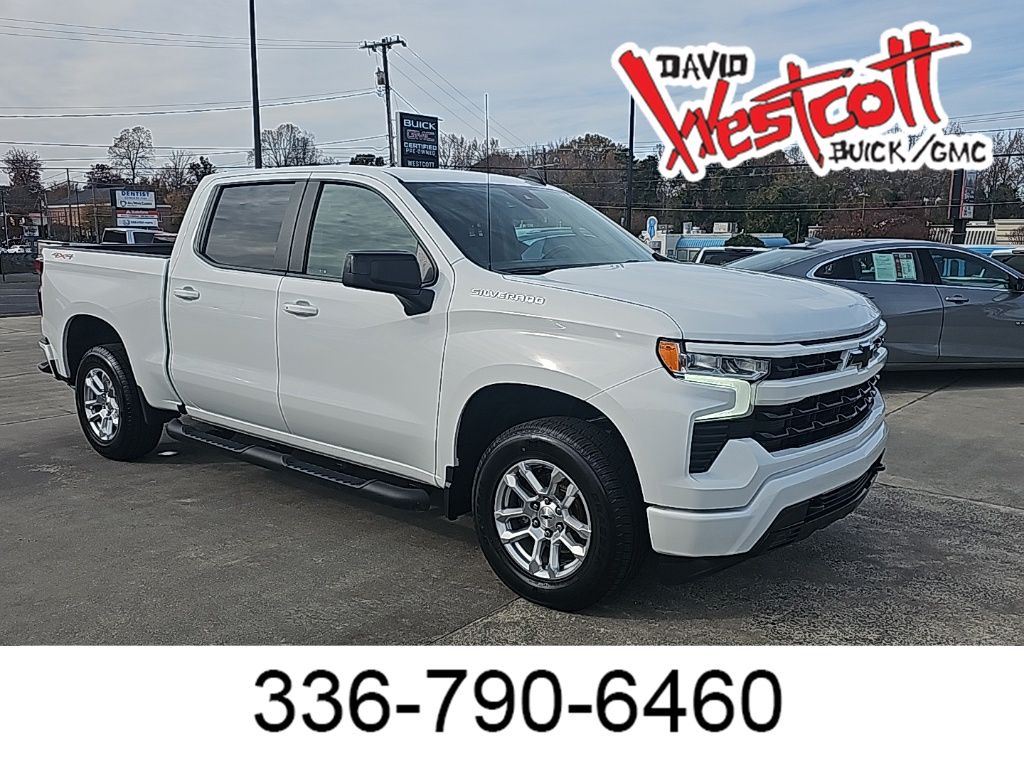 Summit White 2023 Chevrolet Silverado 1500 RST Crew Cab 4WD Pickup Truck Four-Wheel Drive Automatic
