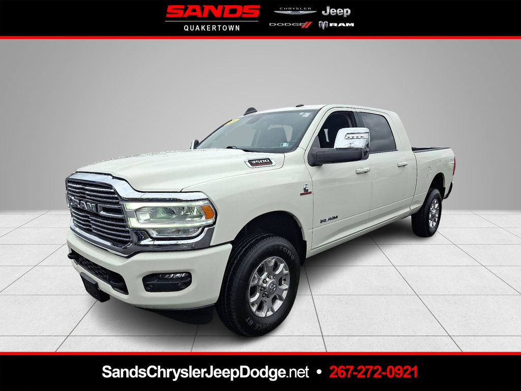 Pearl White 2024 RAM 3500 Pickup Truck Four-Wheel Drive 6-Speed Automatic