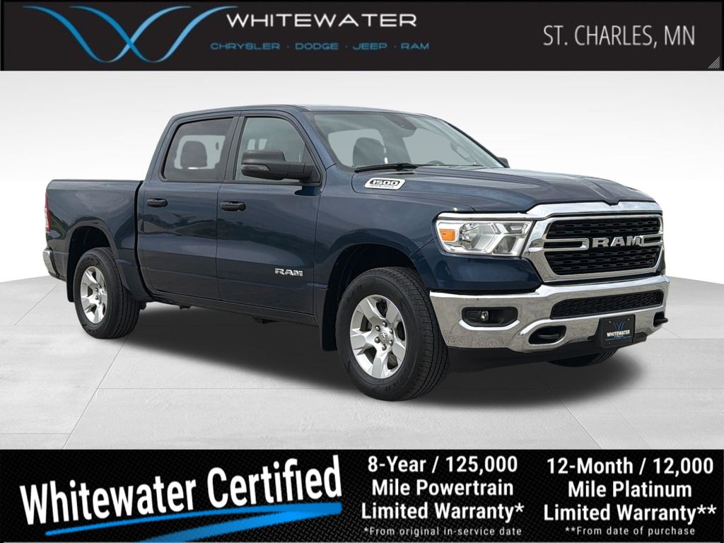 Patriot Blue Pearlcoat 2023 RAM 1500 Big Horn Crew Cab 4WD Pickup Truck Four-Wheel Drive 8-Speed Automatic