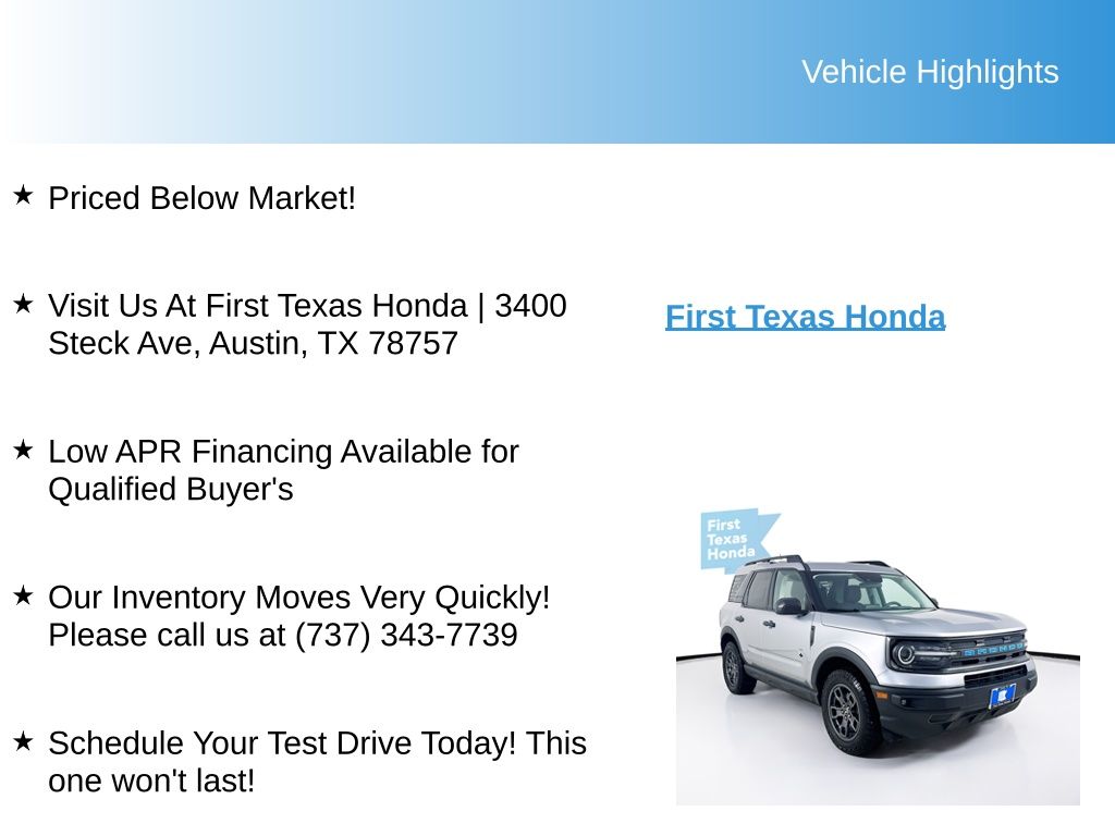 Used Car 2021 Ford Bronco Sport  Big Bend For Sale Under $20,000 In Austin, Texas