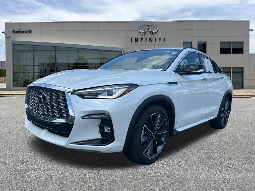 Radiant White 2025 INFINITI QX55 Luxe AWD SUV / Crossover All-Wheel Drive Continuously Variable Transmission